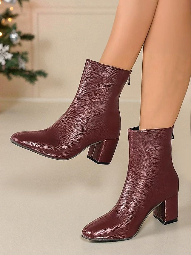 Square Toe Block Heel Ankle Boots
