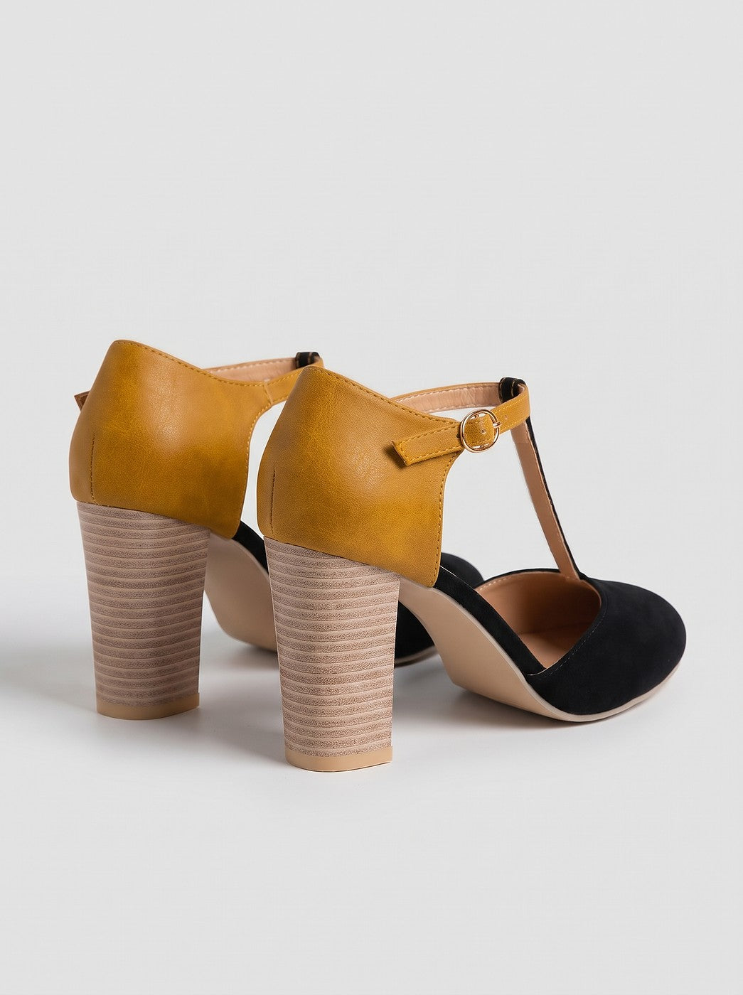 Black Cut Out Mary Jane Heeled Shoes