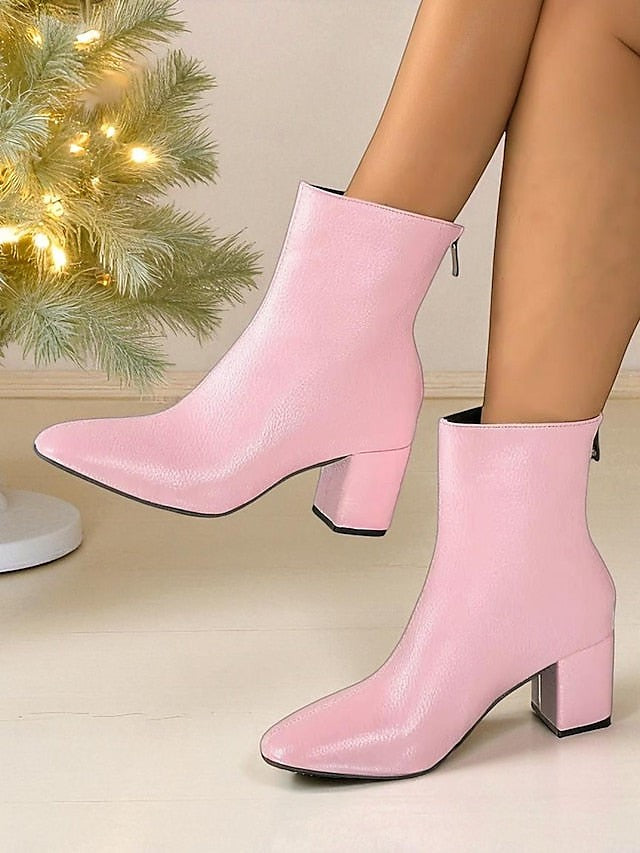 Square Toe Block Heel Ankle Boots