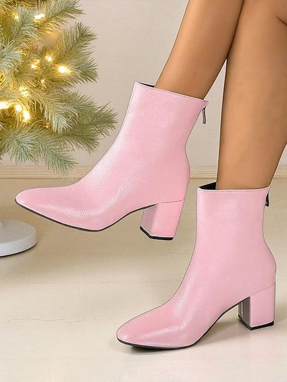 Square Toe Block Heel Ankle Boots