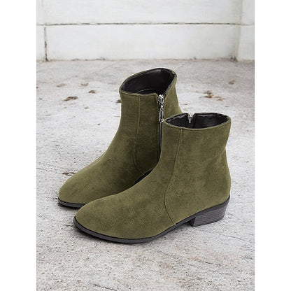 Faux Suede Low Heel Ankle Boots