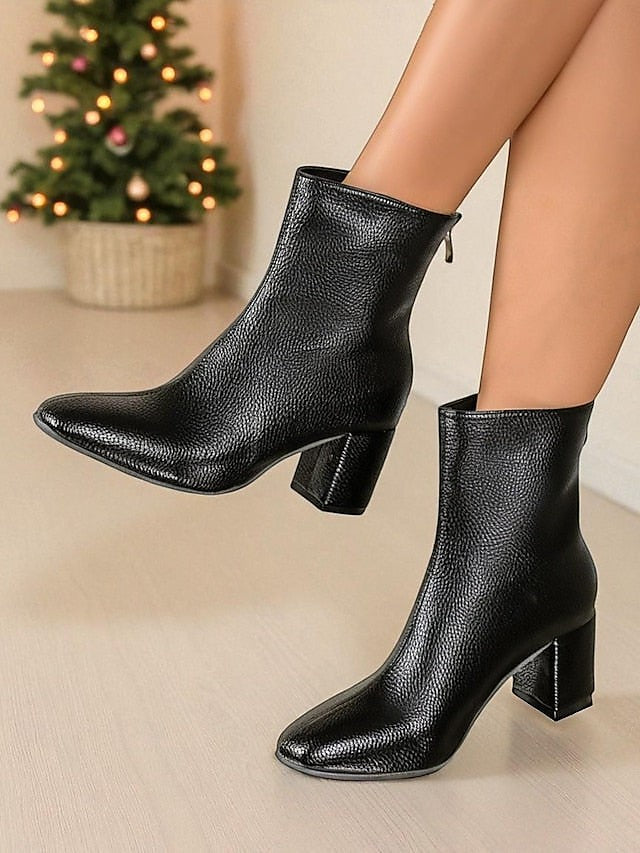 Square Toe Block Heel Ankle Boots