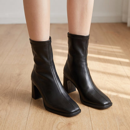 Back Zip Heeled Ankle Boots