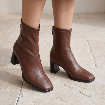 Back Zip Heeled Ankle Boots