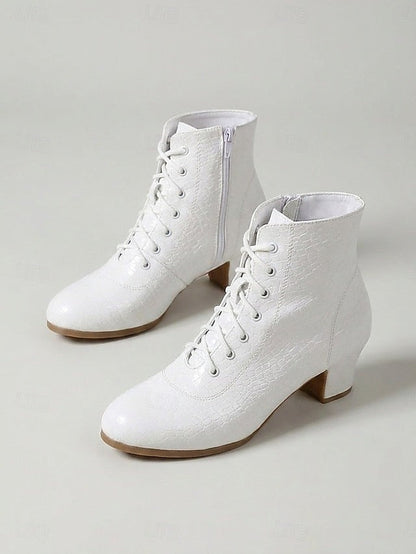 Patent Croc Lace Up Ankle Boots