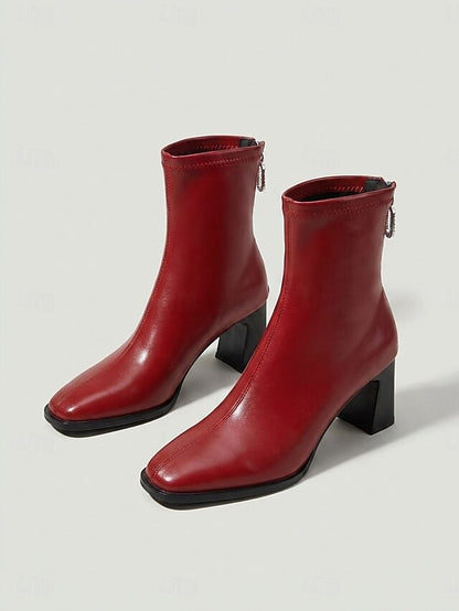 Back Zip Heeled Ankle Boots