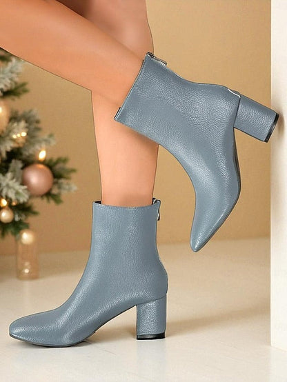 Square Toe Block Heel Ankle Boots
