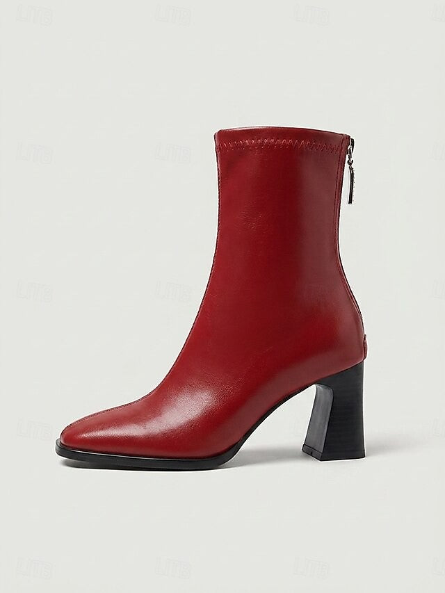 Back Zip Heeled Ankle Boots