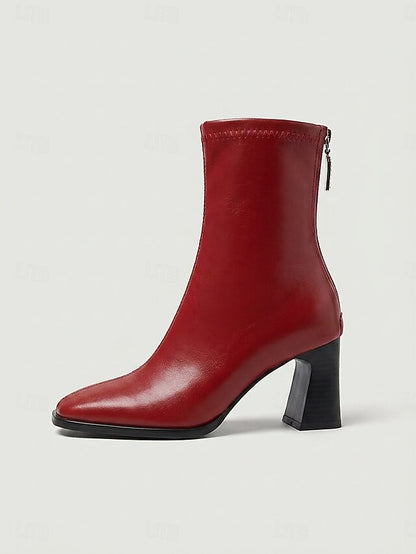 Back Zip Heeled Ankle Boots