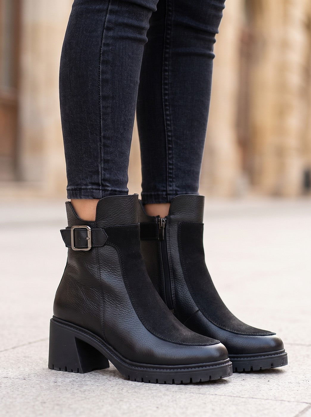 Buckle Detail Chunky Chelsea Ankle Boots