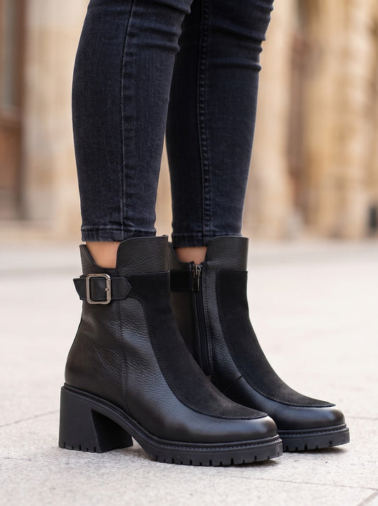Buckle Detail Chunky Chelsea Ankle Boots