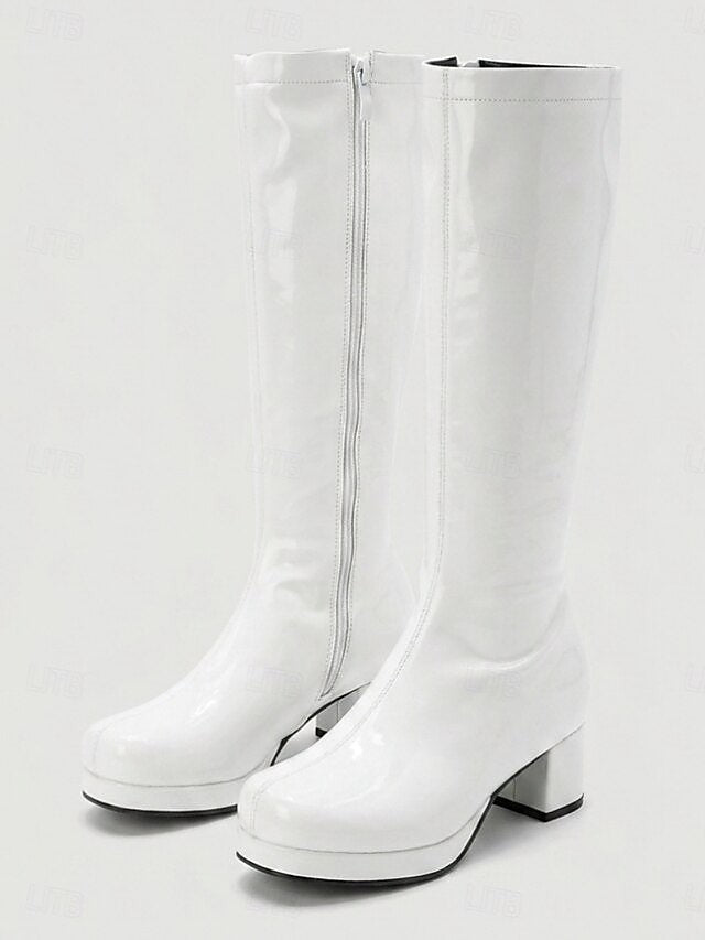 Square Toe Platform Knee High Boots