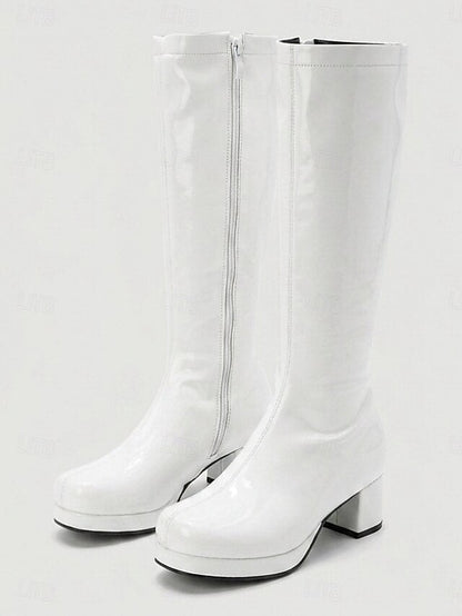 Square Toe Platform Knee High Boots