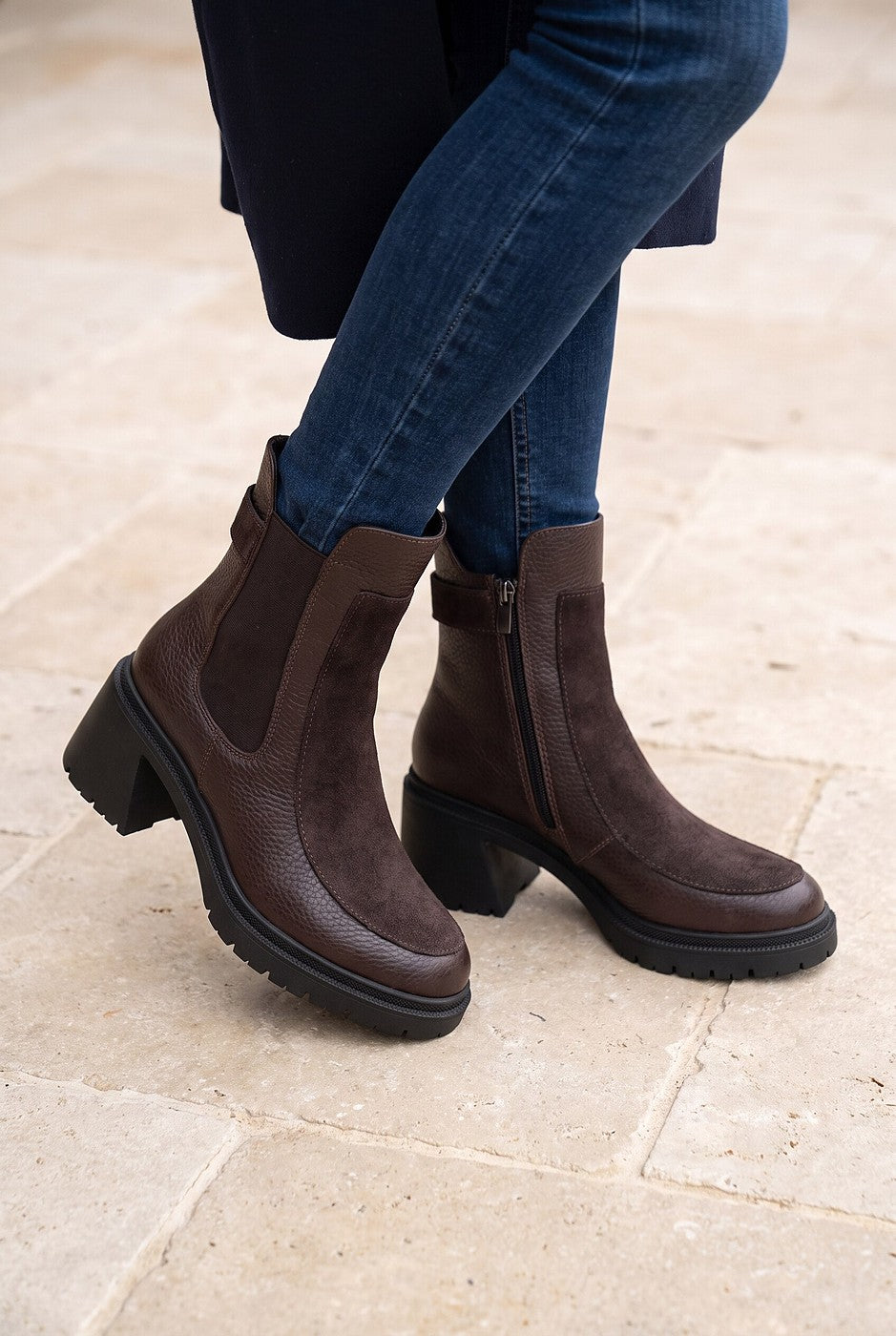 Buckle Detail Chunky Chelsea Ankle Boots