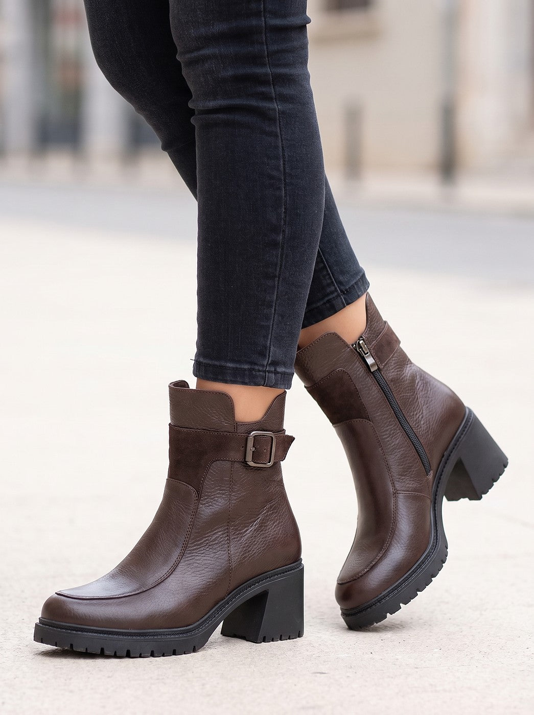 Buckle Detail Chunky Chelsea Ankle Boots
