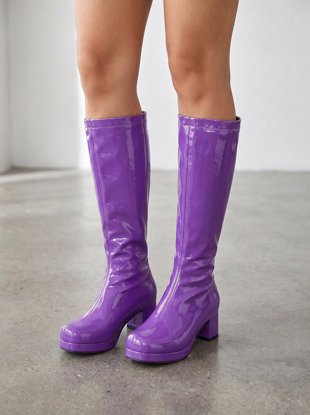 Square Toe Platform Knee High Boots