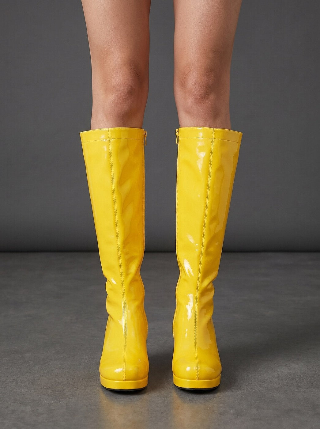Square Toe Platform Knee High Boots