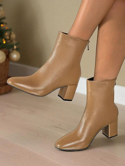 Square Toe Block Heel Ankle Boots
